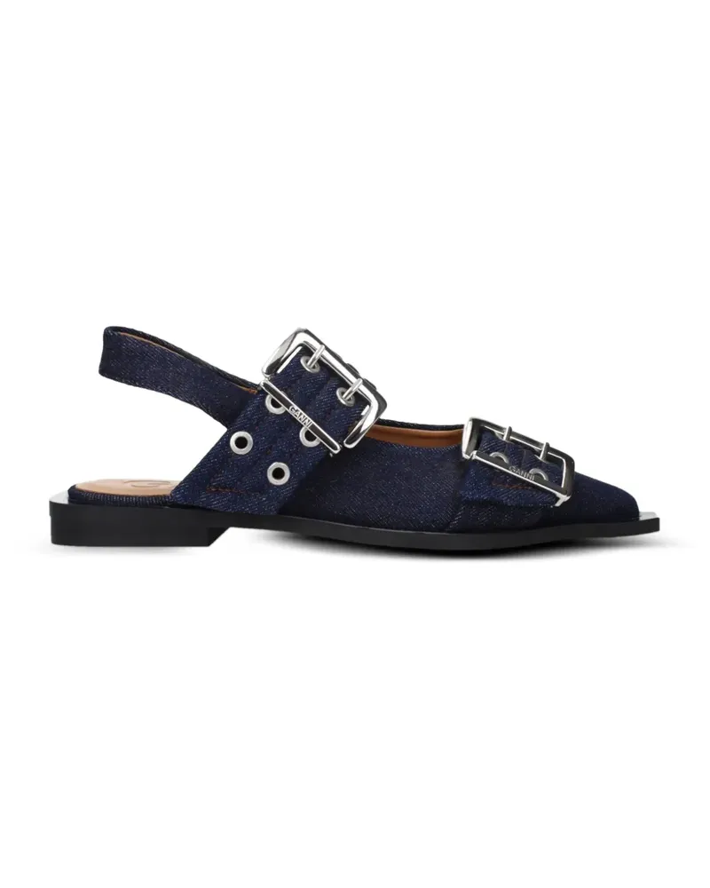 Ganni buckle-detail eyelet sandals - Blau Blau