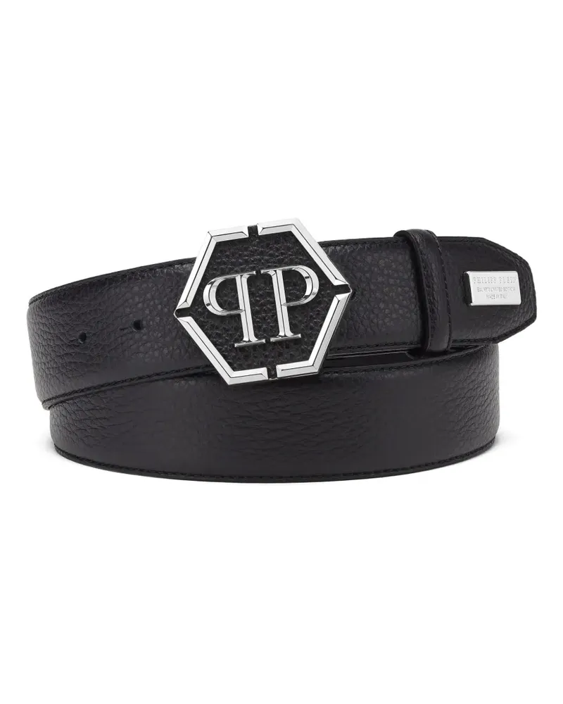 Philipp Plein Hexagon leather belt - Schwarz Schwarz
