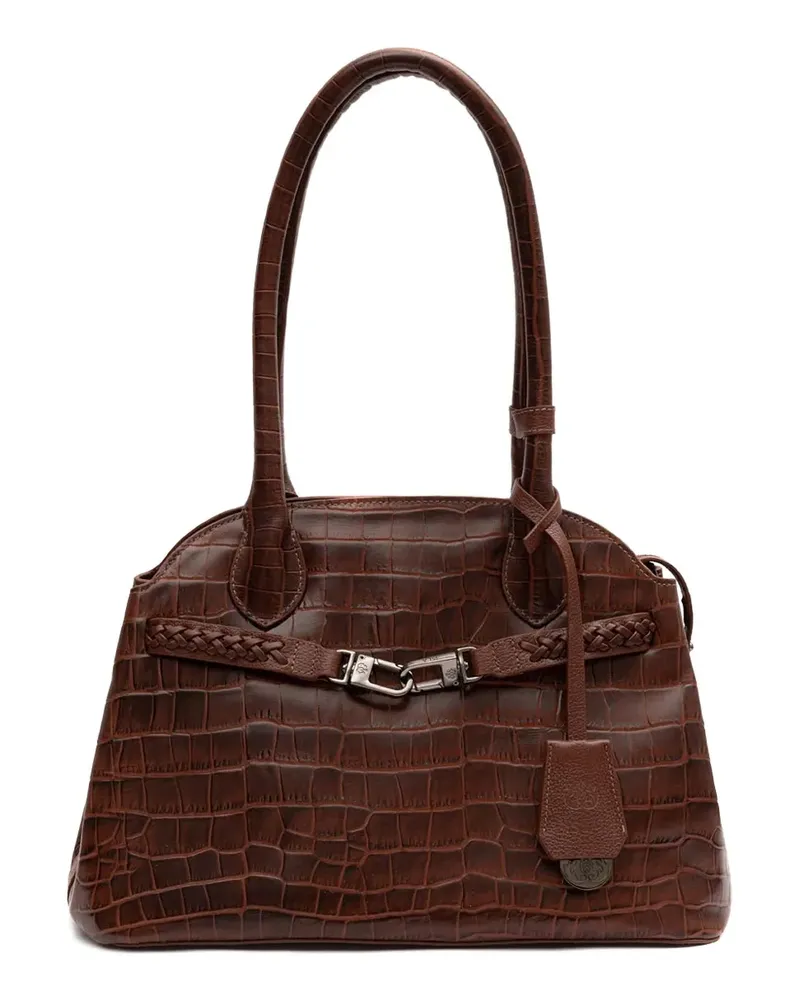 ISLA Schultertasche mit geflochtenem Kroko-Effekt - Braun Braun