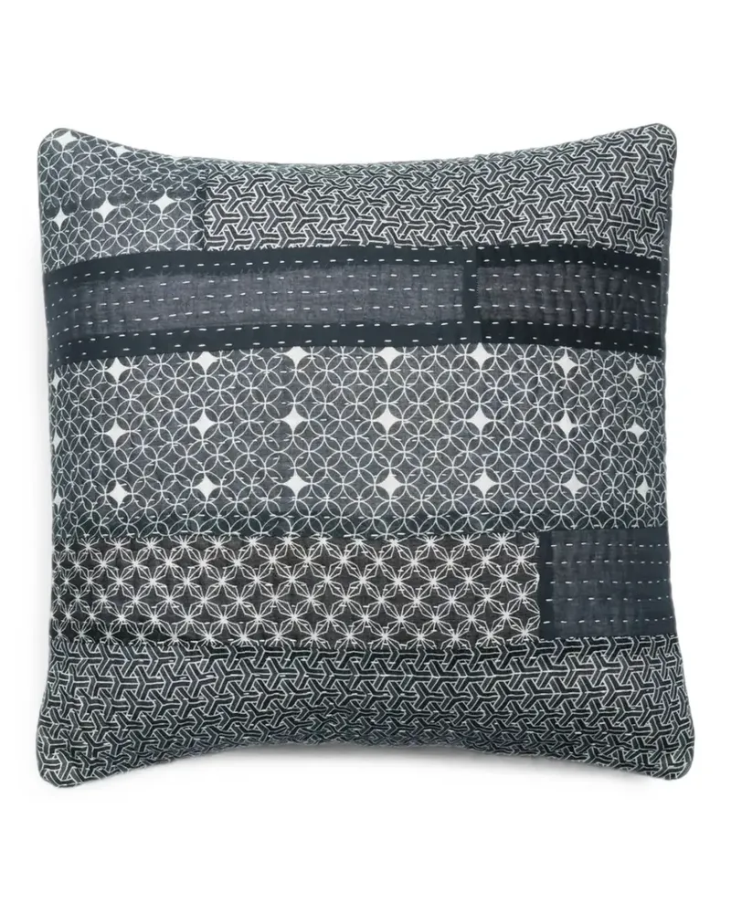 maharishi Sashiko-stitch patchwork cushion - Blau Blau