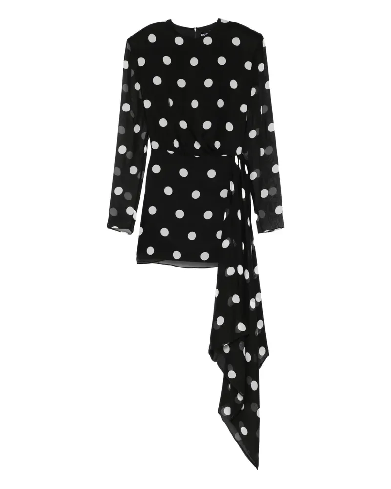 David Koma Gewickeltes Minikleid mit Polka Dots - Schwarz Schwarz