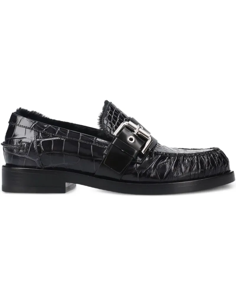 Premiata buckle croc-effect loafers - Schwarz Schwarz