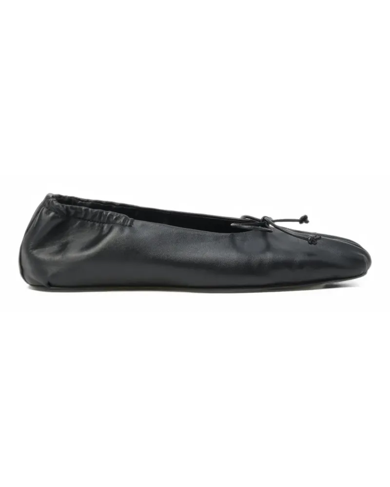 BIMBA Y LOLA Schwarze geraffte Ballerinas aus Leder Schwarz