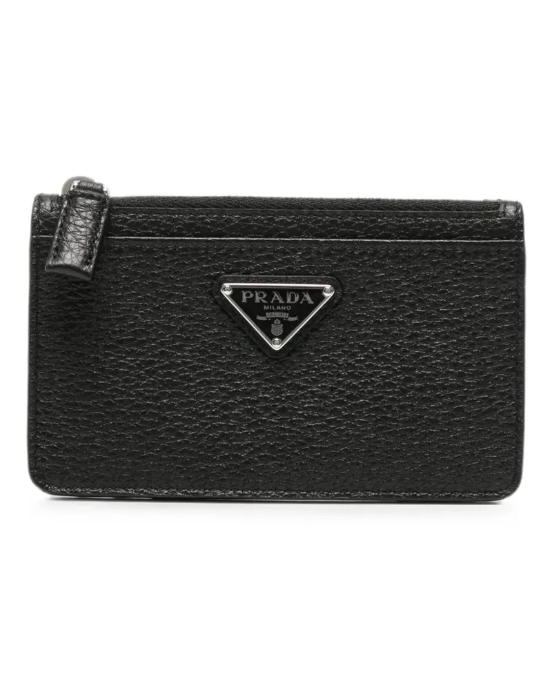 Prada logo-plaque leather cardholder - Schwarz Schwarz