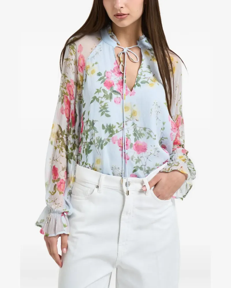 Liu Jo ruffled floral-print blouse - Blau Blau