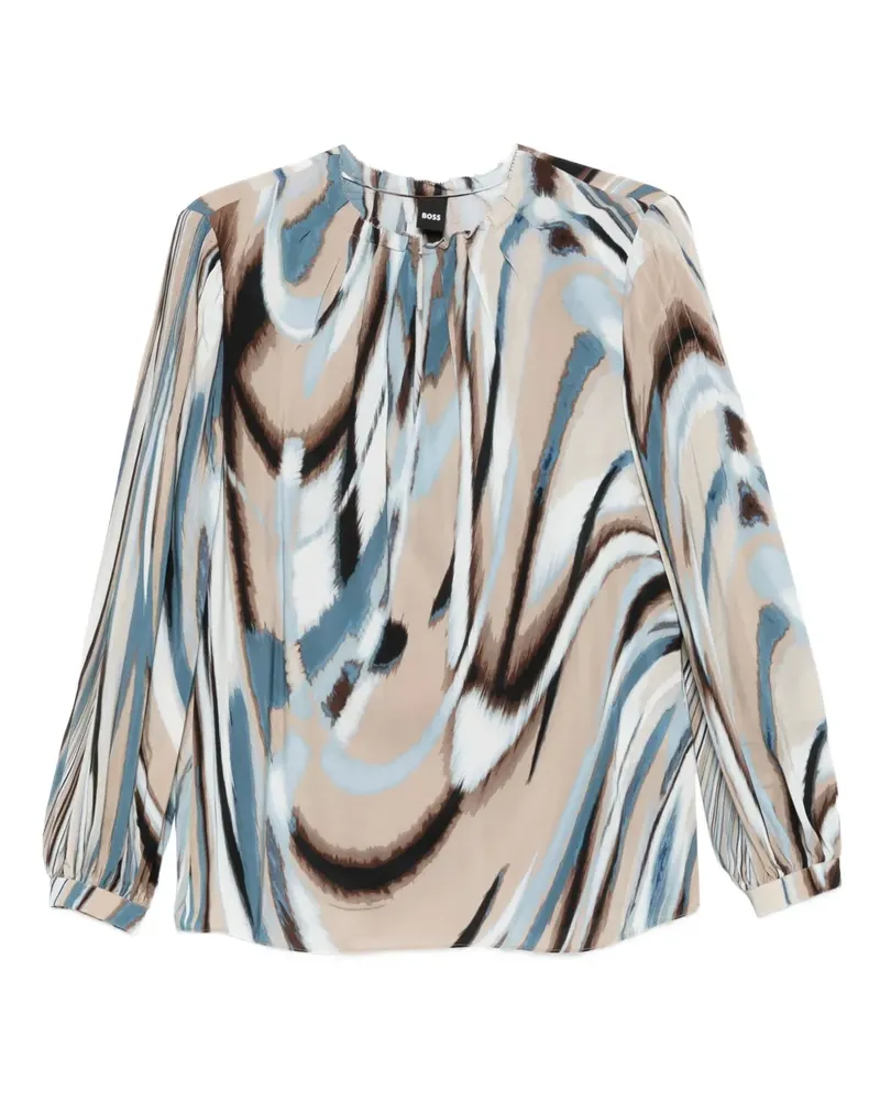 HUGO BOSS Bluse mit abstraktem Print - Braun Braun