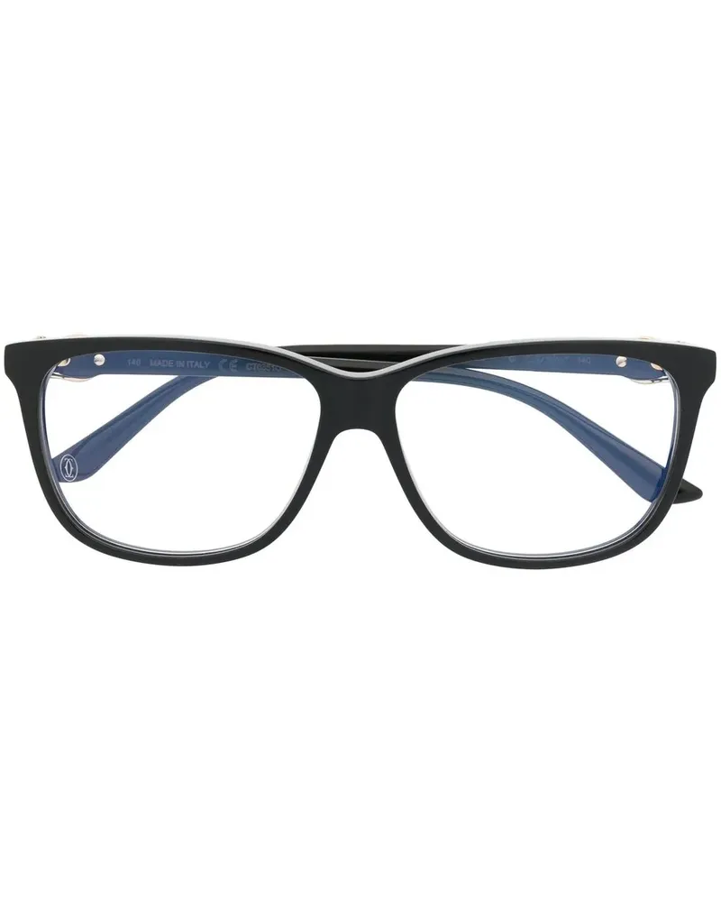 Cartier Eckige Brille mit Logo-Gravur - Schwarz Schwarz
