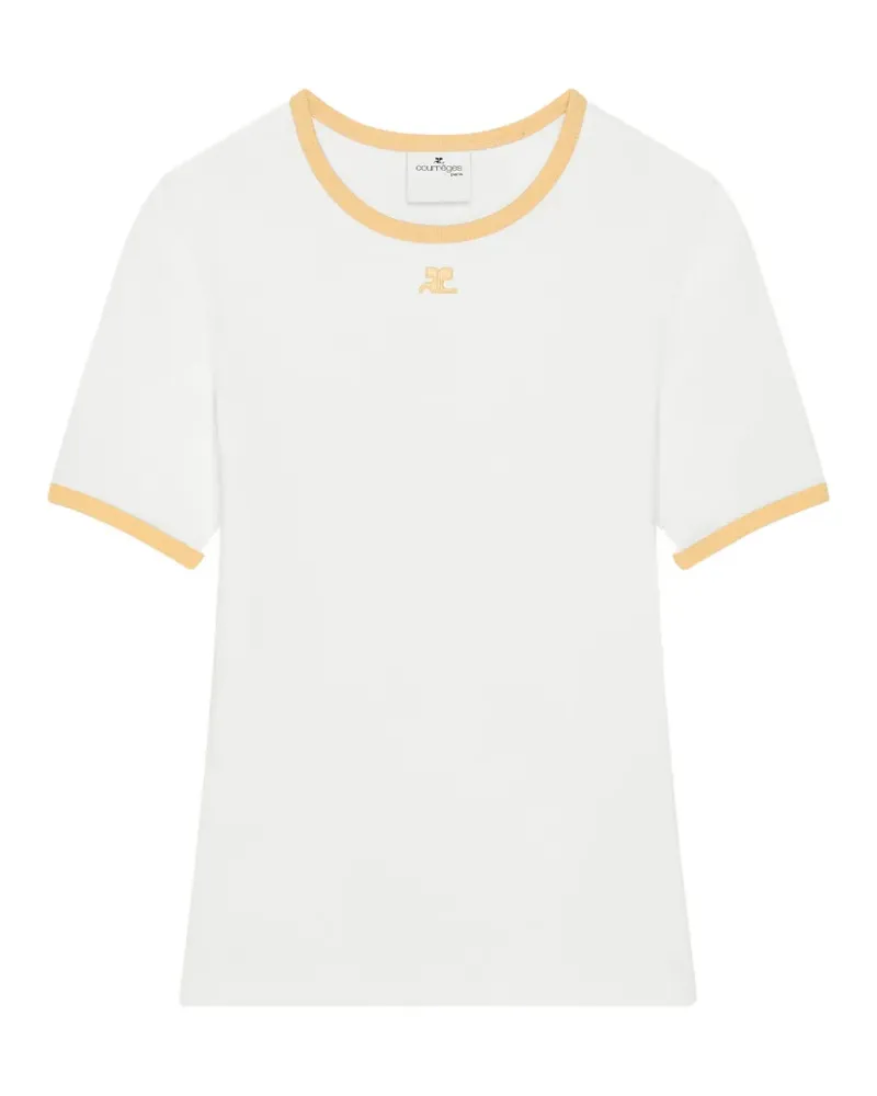 Courrèges T-Shirt mit Kontrastbesatz - Weiß Weiß
