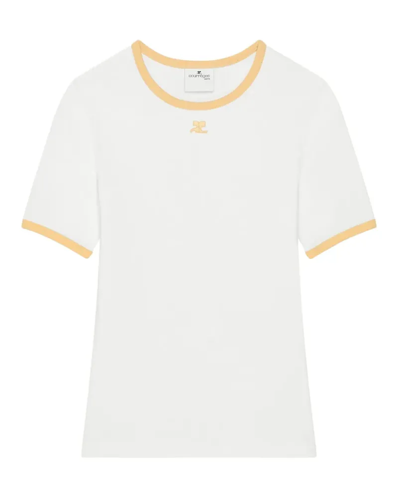 Courrèges T-Shirt mit Kontrastbesatz - Weiß Weiß
