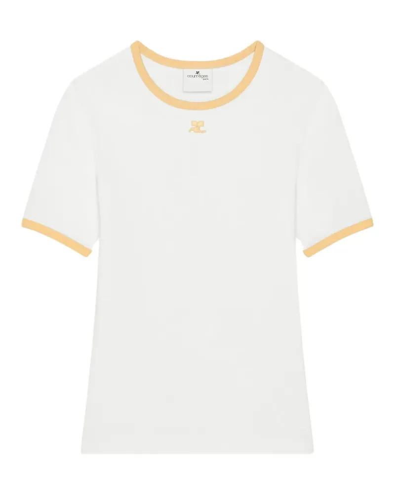 Courrèges T-Shirt mit Kontrastbesatz - Weiß Weiß