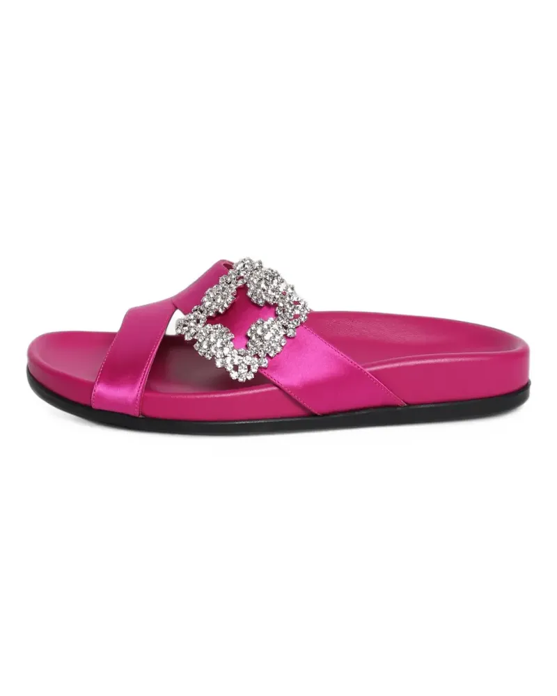 Manolo Blahnik Chilanghi crystal-buckle flat sandals - Rosa Rosa