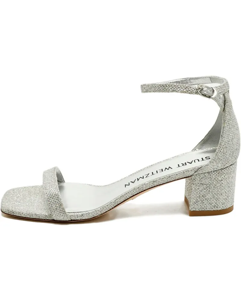 Stuart Weitzman Nearlynude glitter ankle-strap sandals - Silber Silber