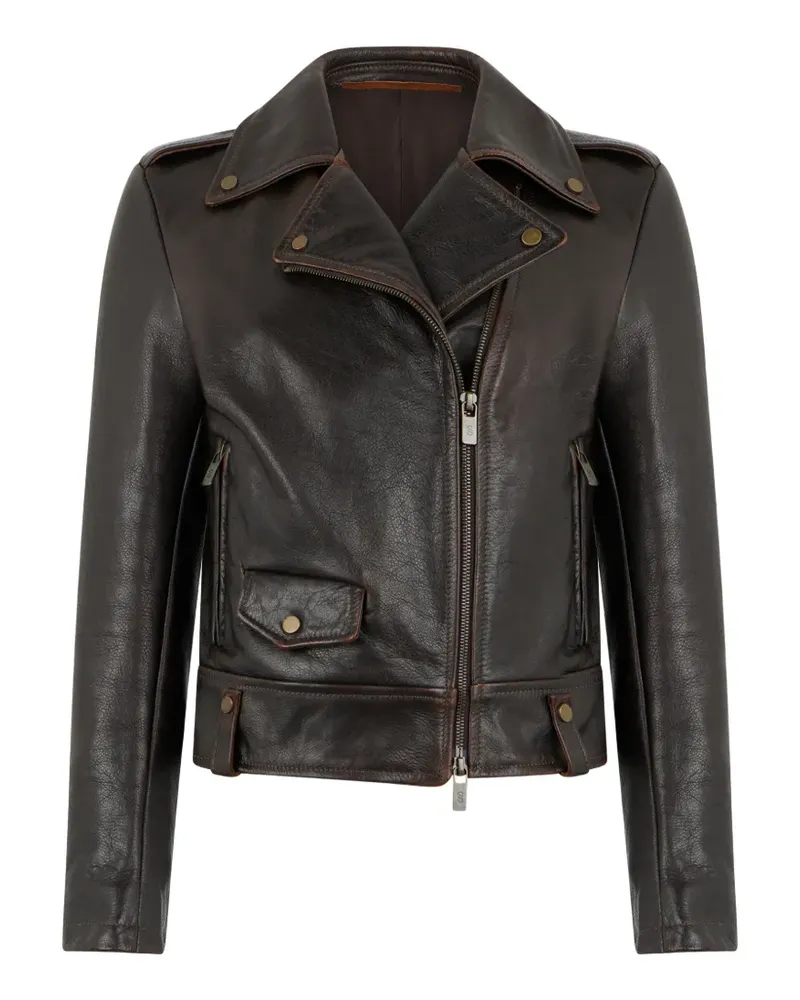 Salvatore Santoro leather biker jacket - Braun Braun