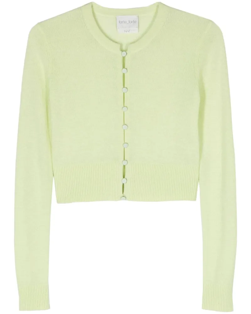 forte_forte Cropped-Cardigan mit rundem Ausschnitt - Grün Grün