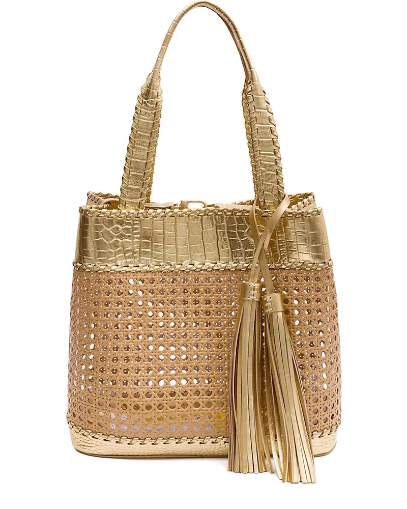 ISLA Gewebte Sextavada Schultertasche mit Quaste - Nude Nude