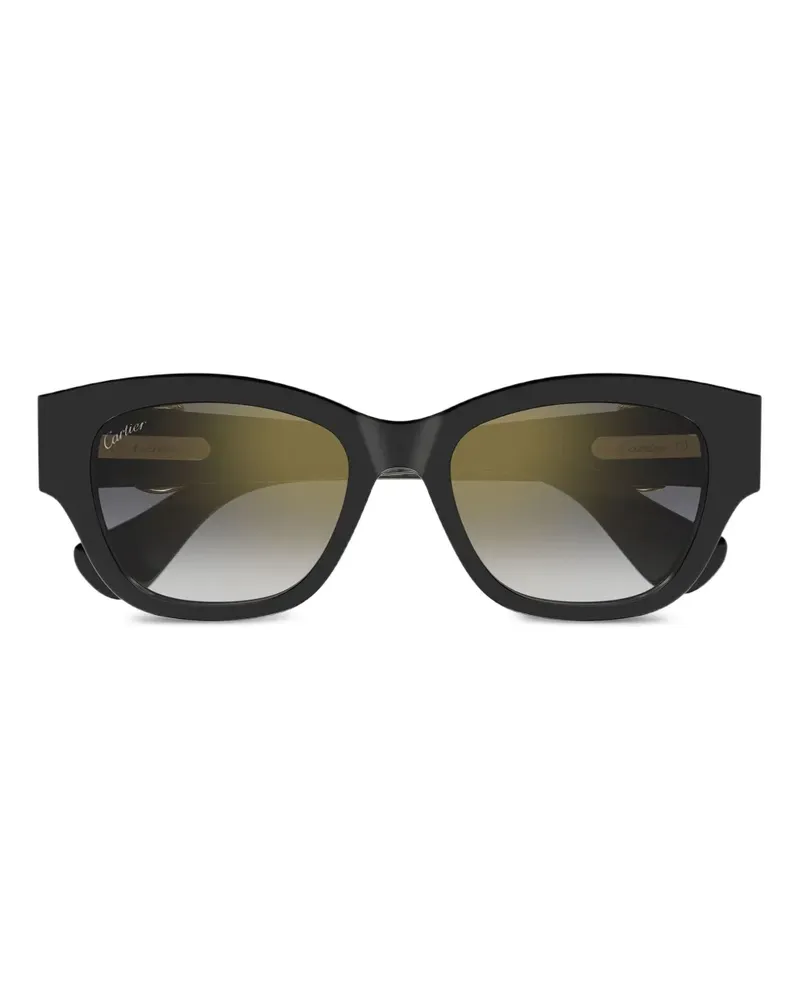 Cartier Eckige Sonnenbrille mit Logo - Schwarz Schwarz