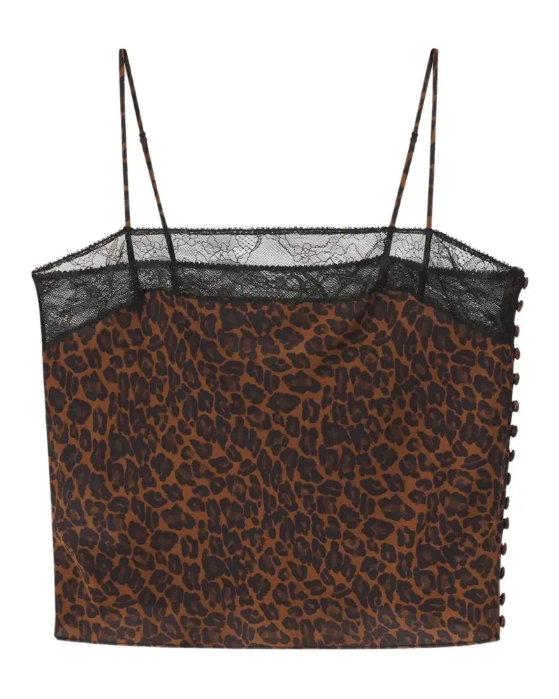 Frame Denim leopard-print lace-trim cami top - Braun Braun