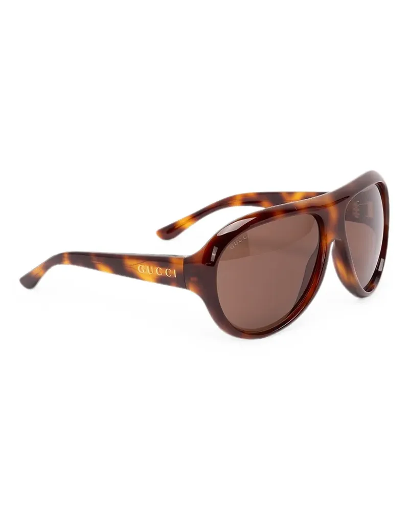 Gucci tortoiseshell-effect pilot-frame sunglasses - Braun Braun