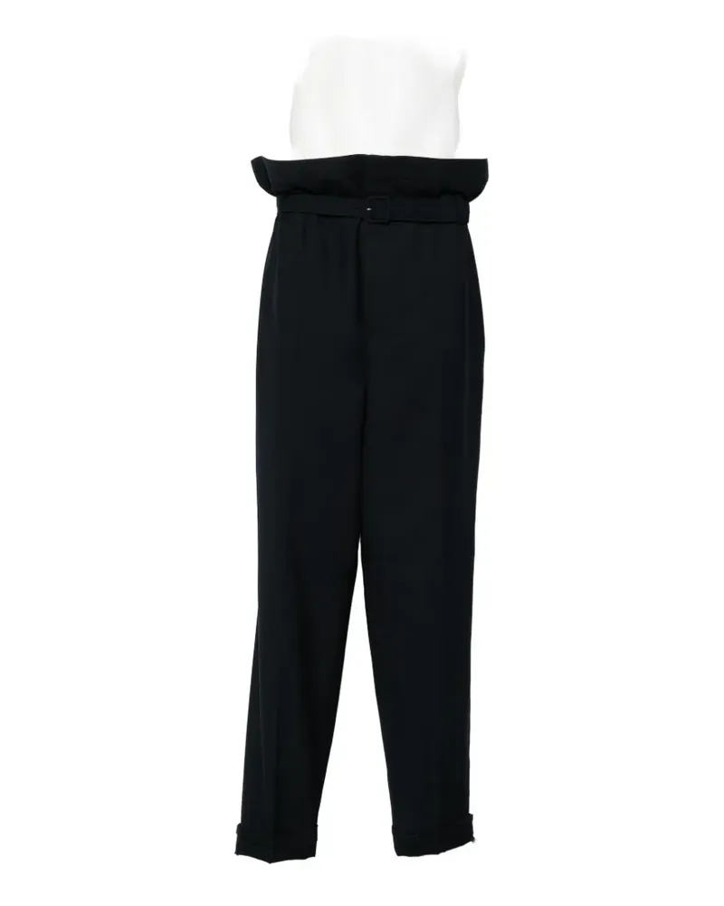 Saint Laurent belted cuffed trousers - Blau Blau
