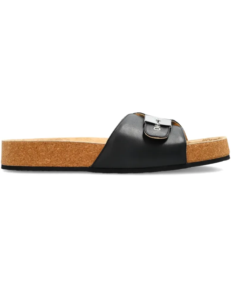 Balenciaga buckle-fastening leather slides - Schwarz Schwarz