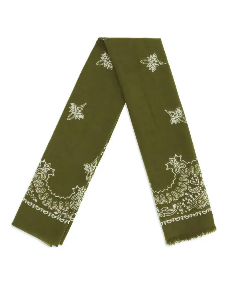 Destin paisley-print frayed scarf - Grün Grün