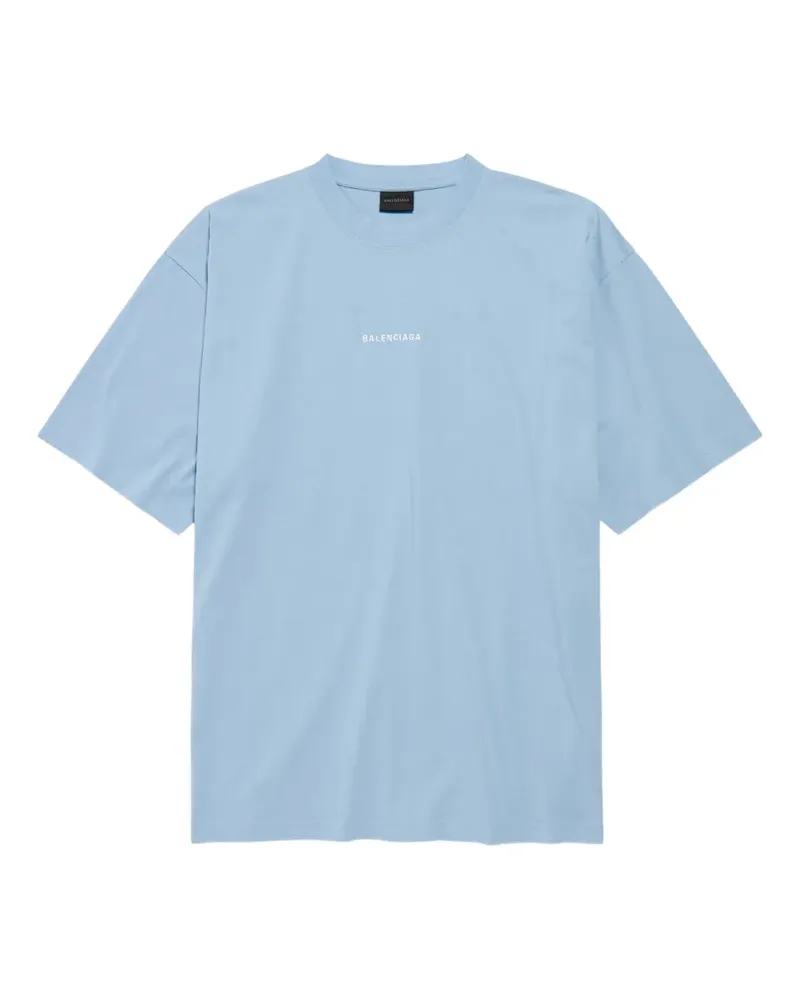 Balenciaga logo-embroidered T-shirt - Blau Blau