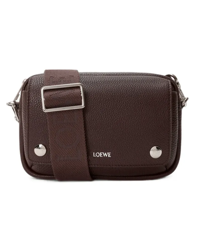 Loewe Kleine Pebble Schultertasche mit Logo-Print - Braun Braun