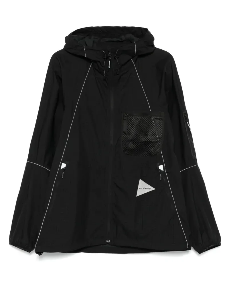 and wander Kapuzenjacke mit Mesh-Tasche - Schwarz Schwarz