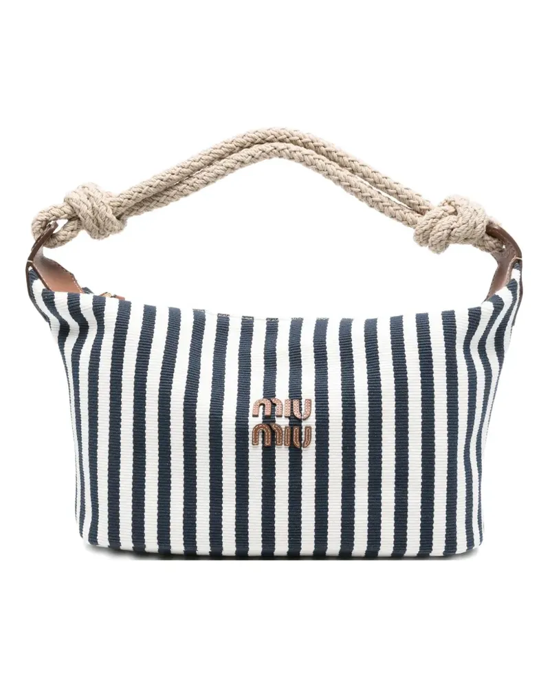 Miu Miu striped rope-handle tote bag - Blau Blau