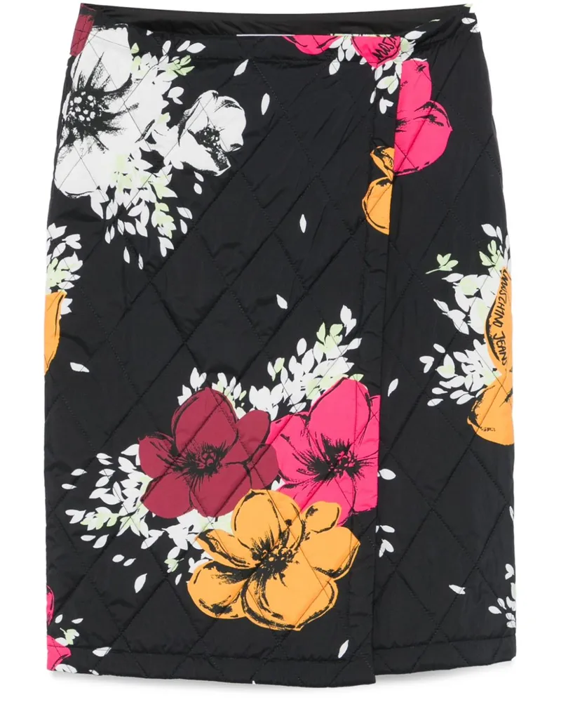 Moschino Wickel-Midirock mit Blumen-Print Schwarz