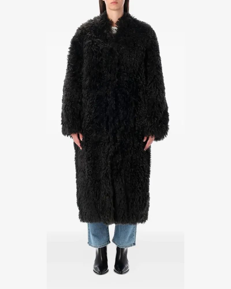 STAND Carolina faux-fur coat - Schwarz Schwarz