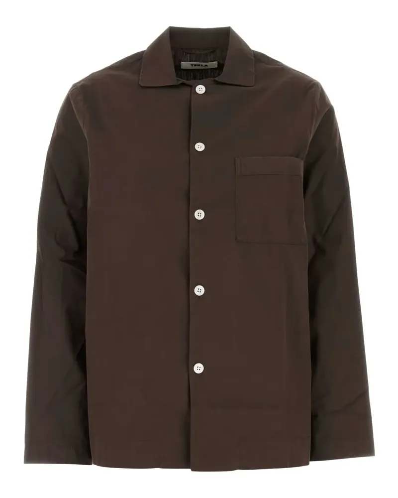 TEKLA Pyjama-Oberteil aus Popeline - Braun Braun