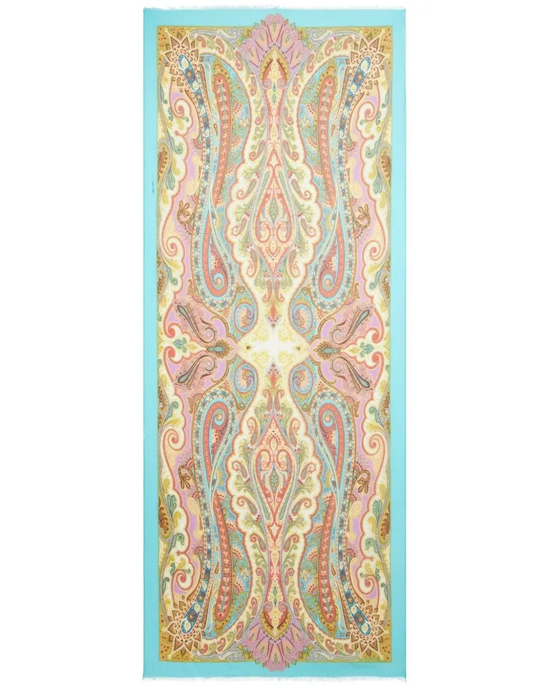 Etro Schal aus Seide mit Paisley-Print - Blau Blau