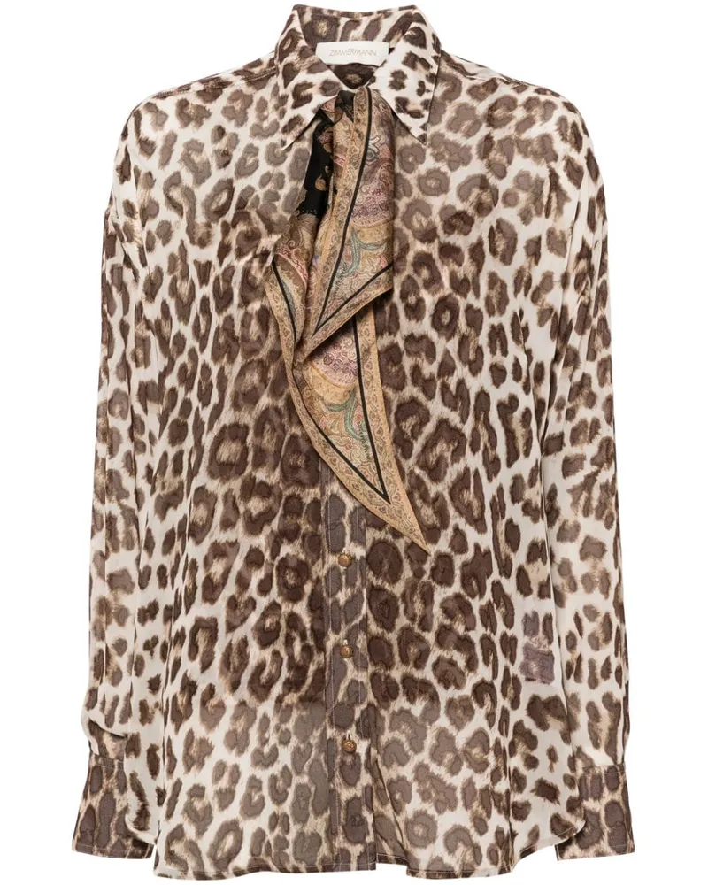 Zimmermann Illustration Hemd mit Leoparden-Print - Braun Braun