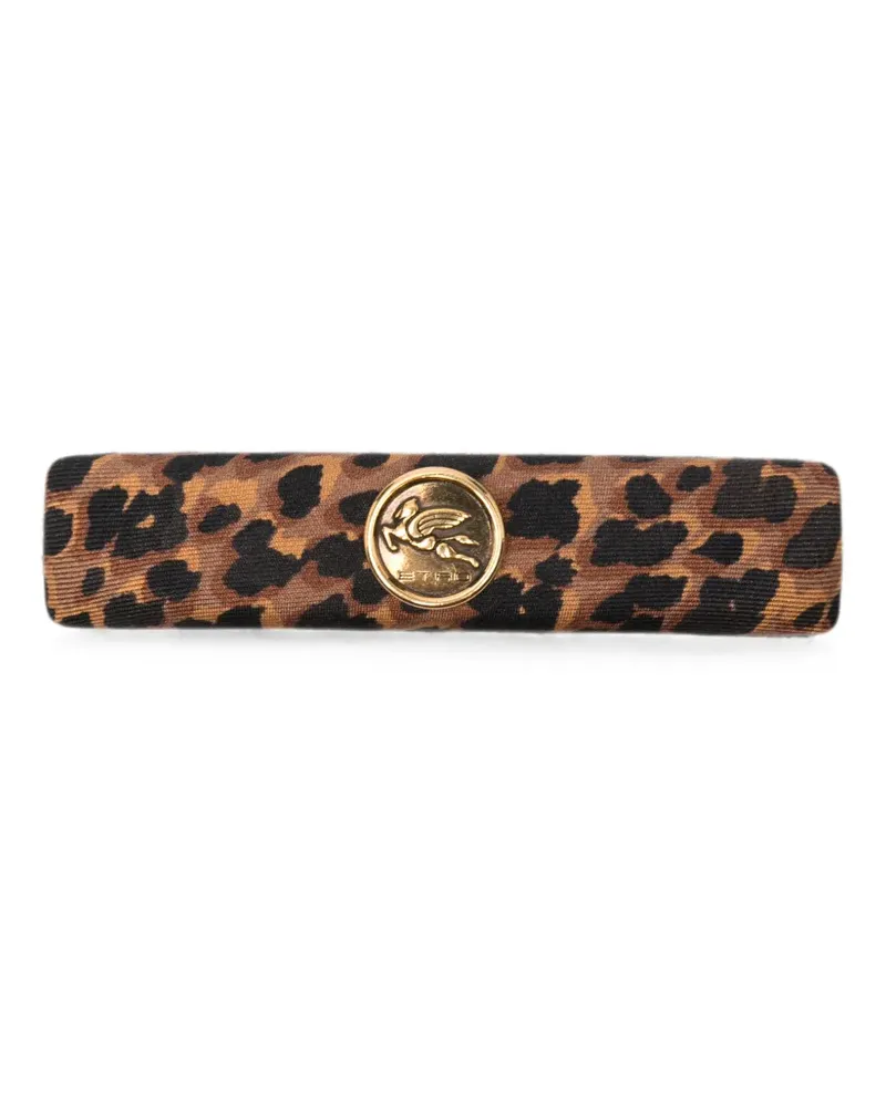 Etro Pegasus leopard-print hair clip - Braun Braun