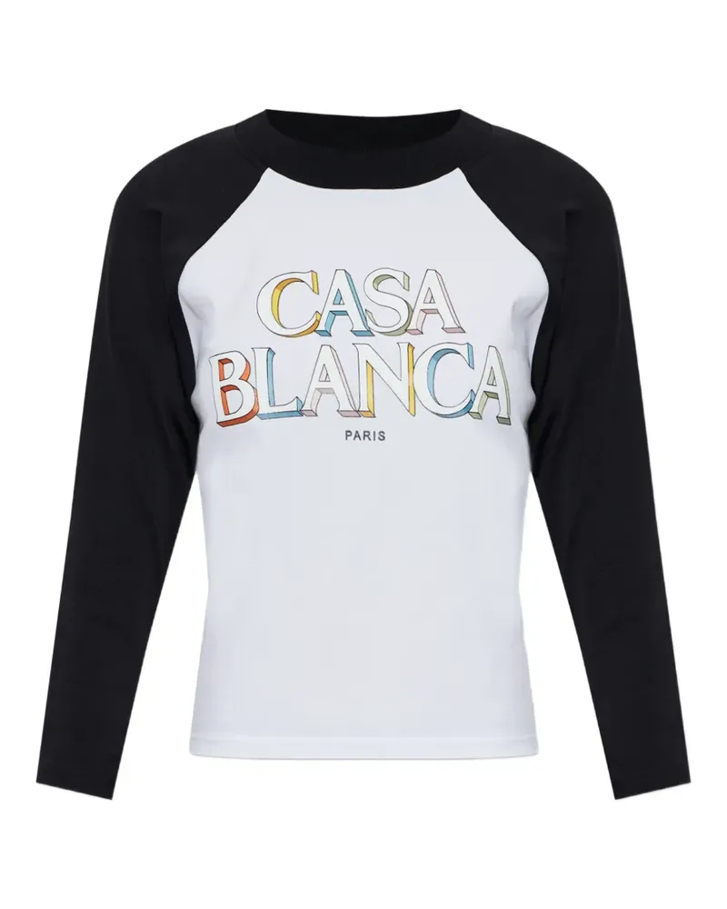 Casablanca Paris Langarmshirt mit Logo-Print - Weiß Weiß