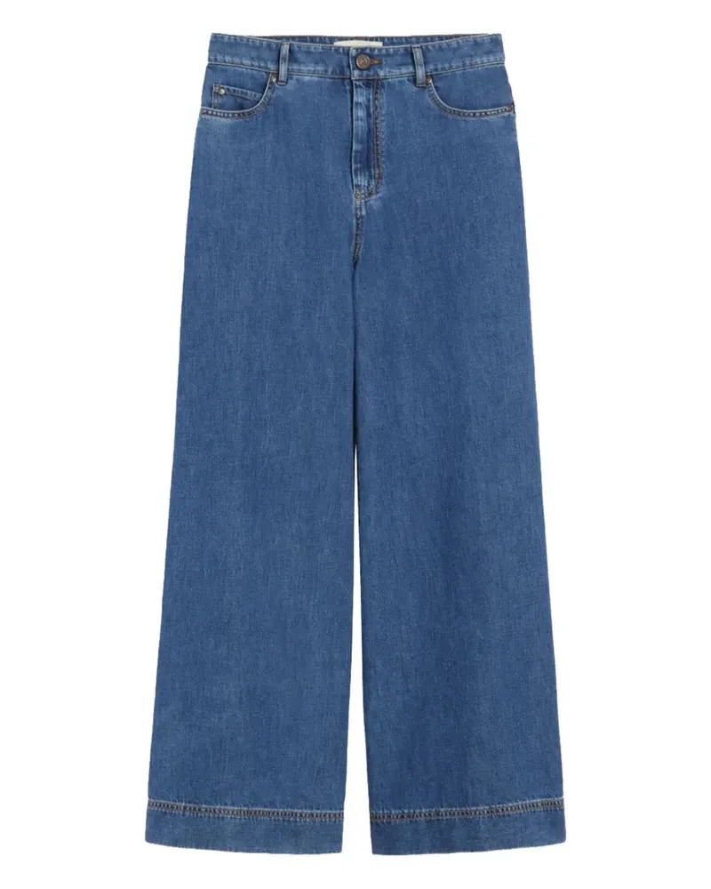 Max Mara Weite Cropped-Jeans - Blau Blau