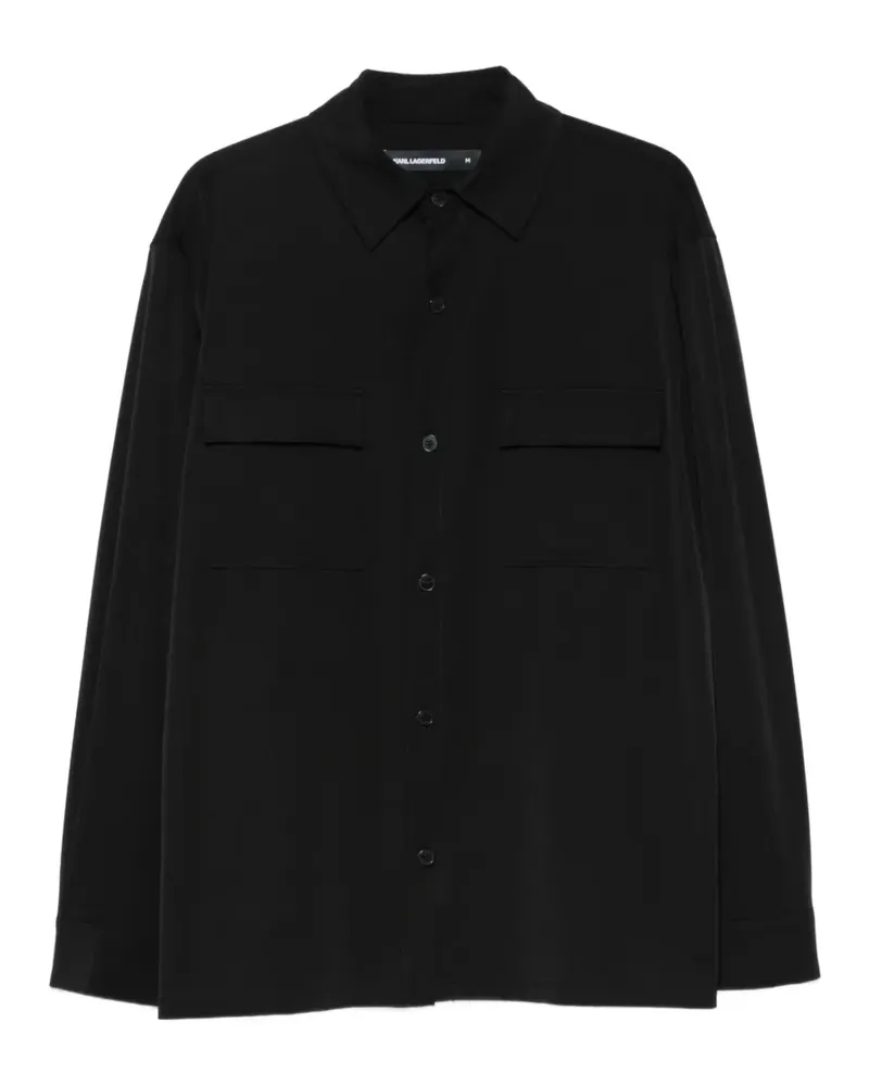 Karl Lagerfeld Hemdjacke mit Klappentasche - Schwarz Schwarz