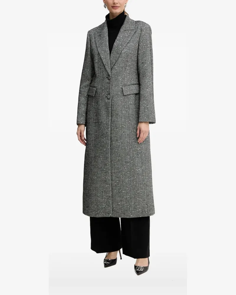 Guess Langer Mantel mit Fischgrätenmuster - Grau Grau