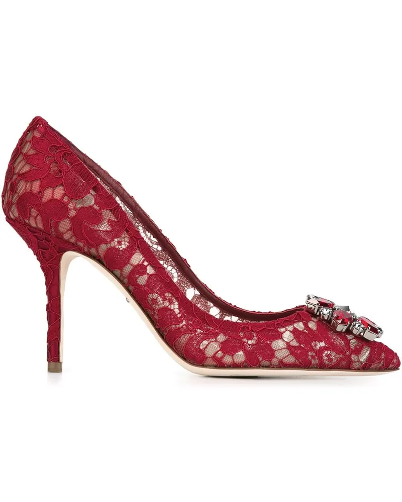 Dolce & Gabbana Verzierte Pumps aus Seidenspitze - Rot Rot