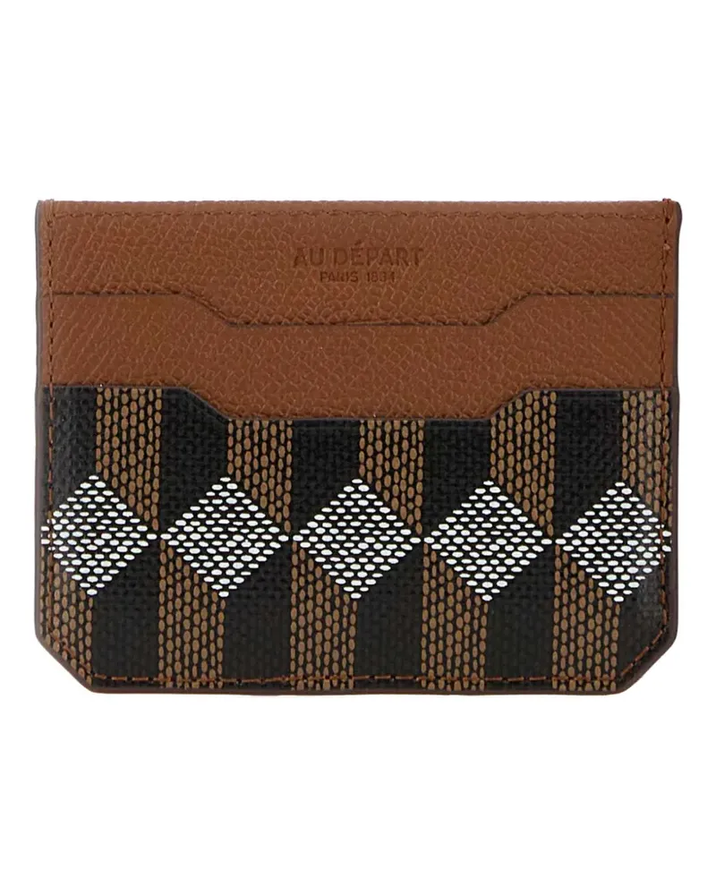 AU DÉPART printed leather card holder - Braun Braun