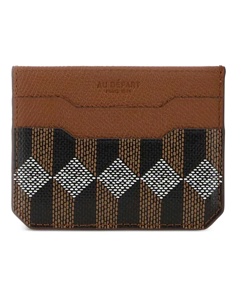 AU DÉPART printed leather card holder - Braun Braun