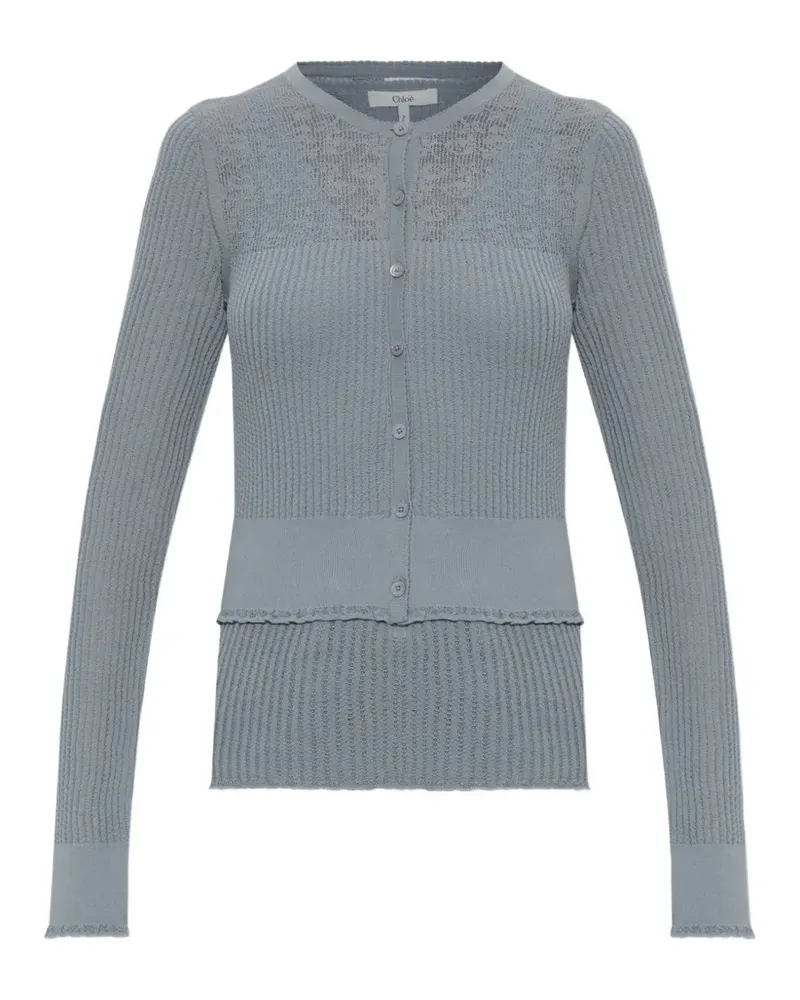 Chloé Gerippter Cardigan und Pullunder - Blau Blau
