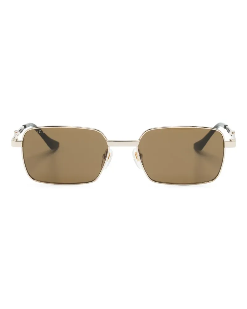 Gucci Sonnenbrille mit eckigem Gestell - Gold Gold