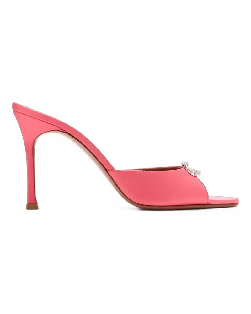 Amina Muaddi Mini Camelia crystal-buckle heeled slip-on sandals - Rosa Rosa