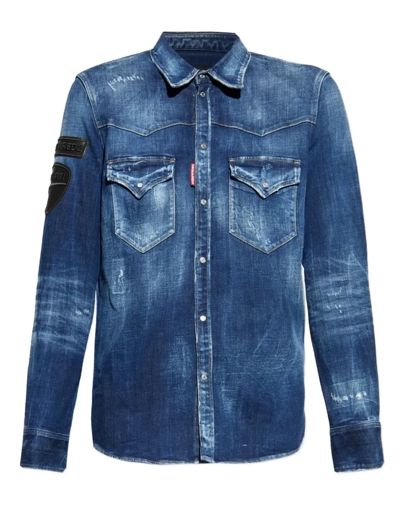 Dsquared2 x Ducati Hemd mit aufgesetzter Tasche - Blau Blau