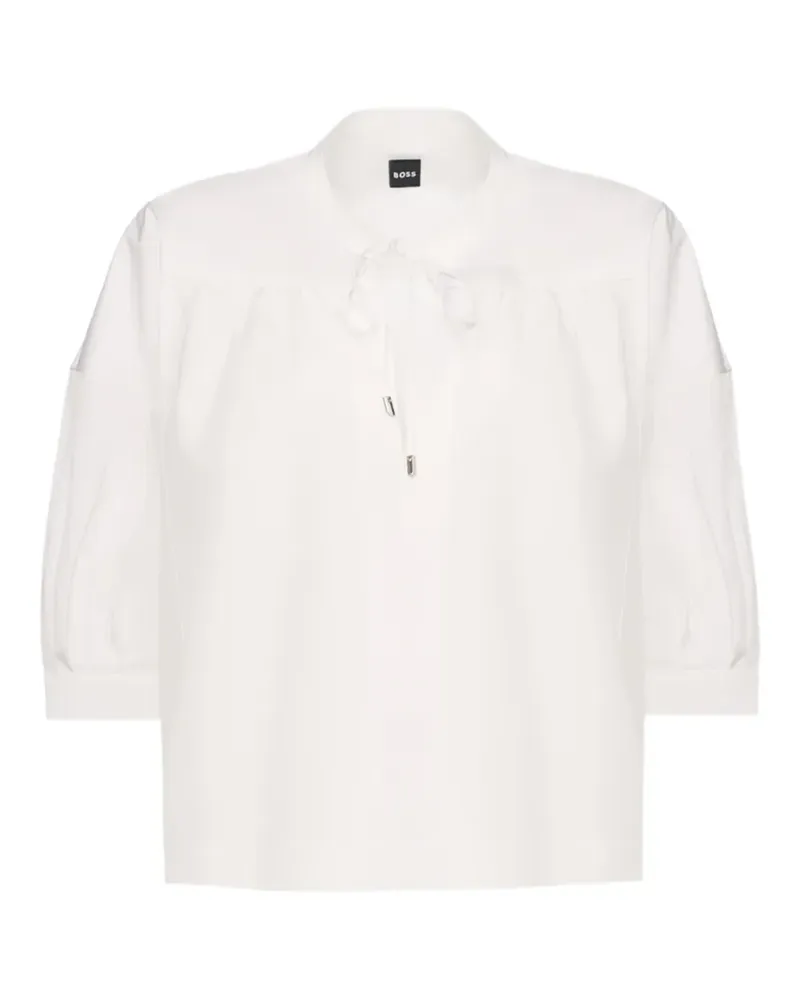HUGO BOSS drawstring-neck puff-sleeve shirt - Weiß Weiß