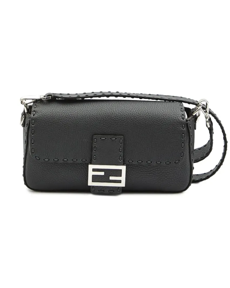 Fendi Baguette Kuriertasche mit Makrostickerei - Schwarz Schwarz
