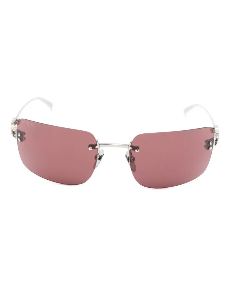 Gucci logo-plaque rectangle-frame sunglasses - Rosa Rosa