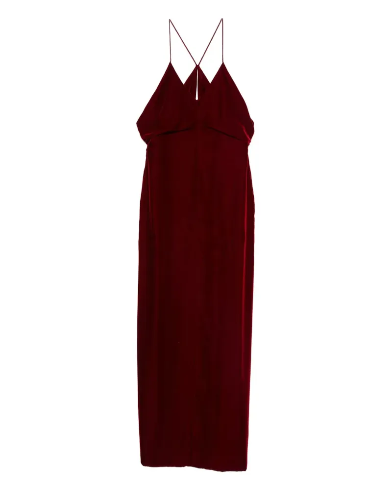 Tom Ford Samt-Maxikleid mit V-Ausschnitt - Rot Rot